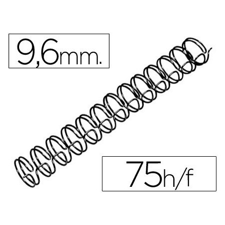 ESPIRAL WIRE 3:1 9,6 MM N.6 NEGRO CAPACIDAD 75 HOJAS CAJA DE 100 UN...