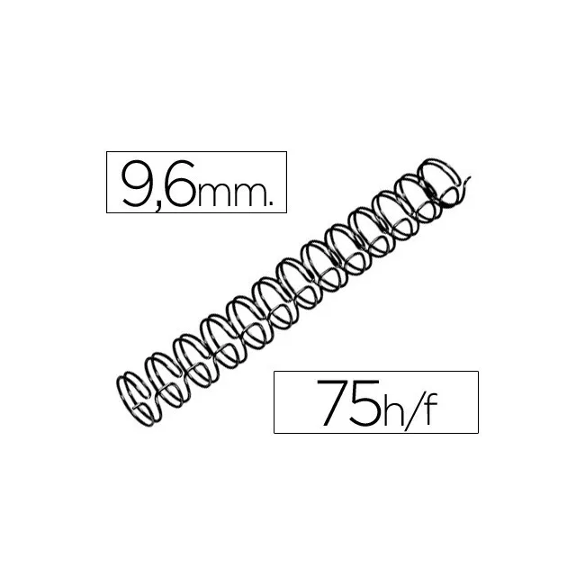 ESPIRAL WIRE 3:1 9,6 MM N.6 NEGRO CAPACIDAD 75 HOJAS CAJA DE 100 UN...