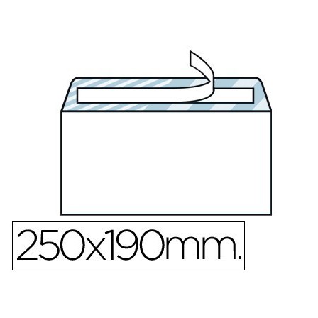 SOBRE LIDERPAPEL N.13 BLANCO CUARTO PROLONGADO 190X250MM TIRA DE SI...