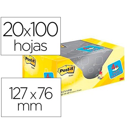 BLOC DE NOTAS ADHESIVAS QUITA Y PON POST-IT SUPER STICKY AMARILLO C...