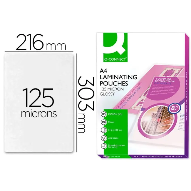 BOLSA DE PLASTIFICAR Q-CONNECT 303 X 216 MM 125 MC DIN A4 A CAJA DE...