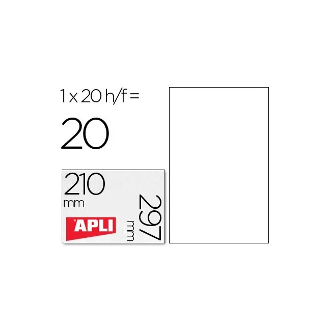 ETIQUETA ADHESIVA APLI TRANSLUCIDAS 1225 TAMAÑO 210X297 MM - FOTOCO...