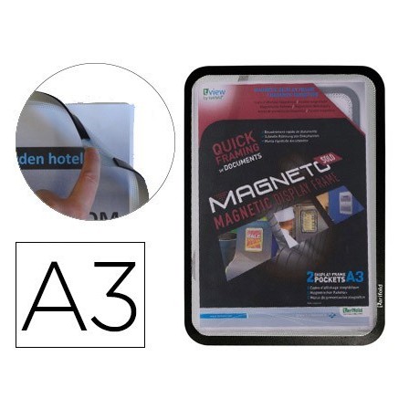 MARCO PORTA ANUNCIOS TARIFOLD MAGNETO DIN A3 CON 4 BANDAS MAGNETICA...