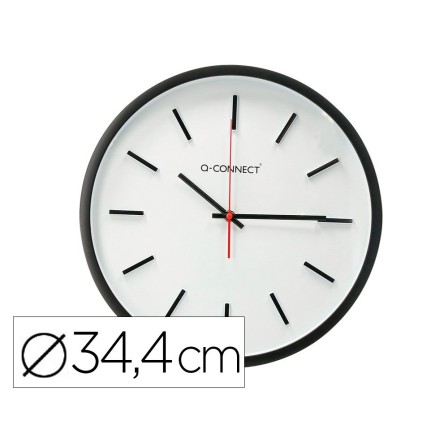 RELOJ Q-CONNECT DE PARED DE PLASTICO REDONDO 34,4 CM MOVIMIENTO SIL...