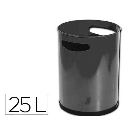 PAPELERA METALICA CON ASAS 111NEGRA 30X25 CM