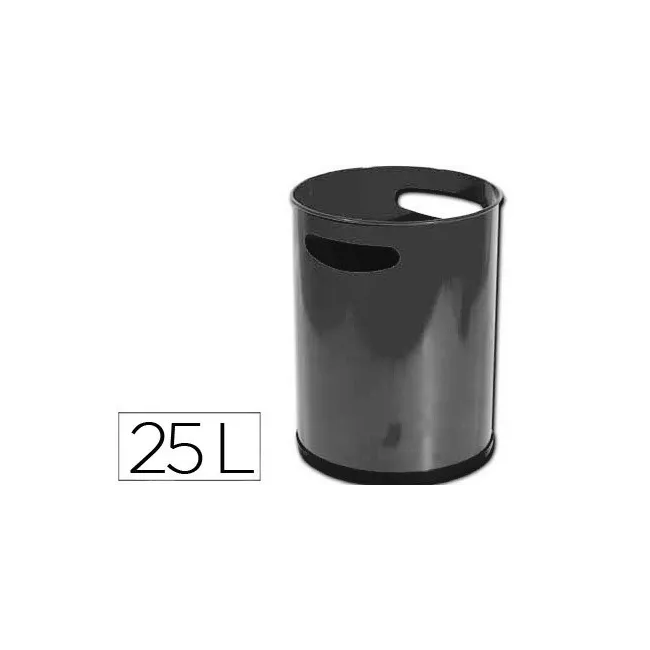 PAPELERA METALICA CON ASAS 111NEGRA 30X25 CM
