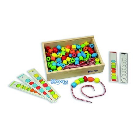 JUEGO ANDREUTOYS FORMAS PARA ENSARTAR + 10 CORDONES + 10 PLANTILLAS...