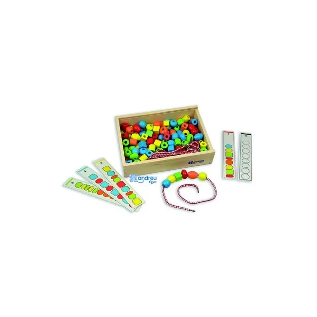 JUEGO ANDREUTOYS FORMAS PARA ENSARTAR + 10 CORDONES + 10 PLANTILLAS...