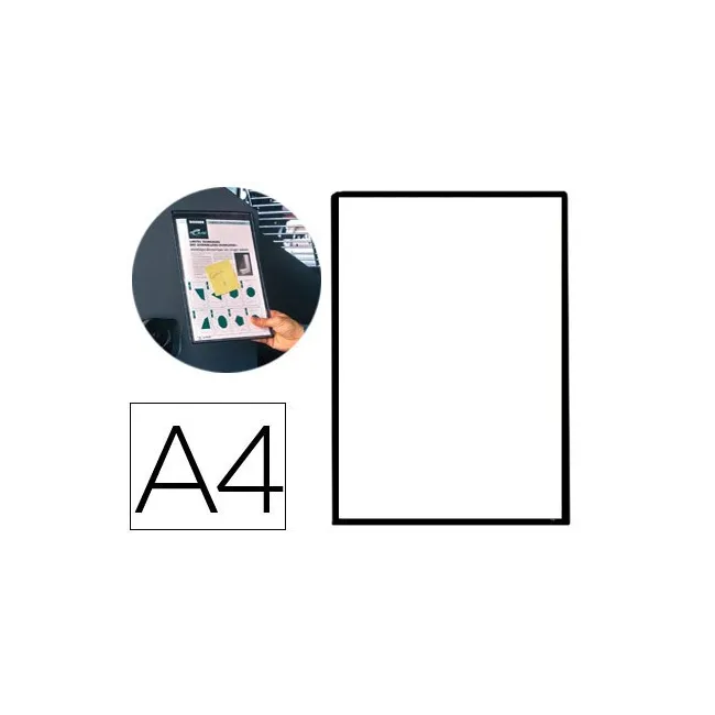 FUNDA PARA COLGAR TARIFOLD PVC DIN A4 ANILLA METALICA NEGRO PACK DE...