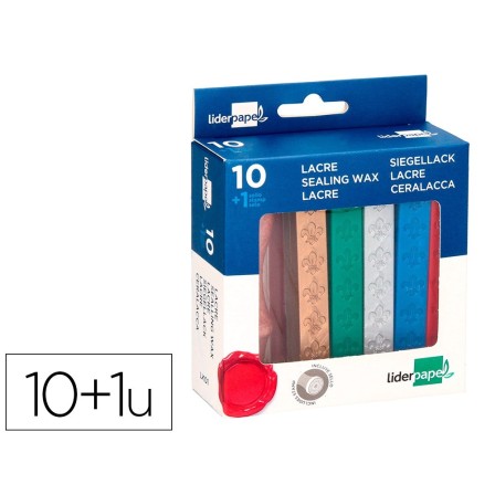 LACRE LIDERPAPEL CON SELLO DE CARTA JUEGO DE 10 BARRAS COLORES SURT...