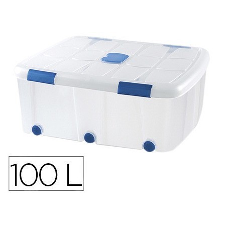 CONTENEDOR PLASTICO PLASTICFORTE 100 LITROS N 15 TRANSPARENTE CON T...