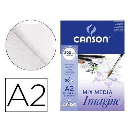 BLOC DIBUJO MULTITECNICAS CANSON IMAGINE DIN A2 ENCOLADO LISO 42X59...