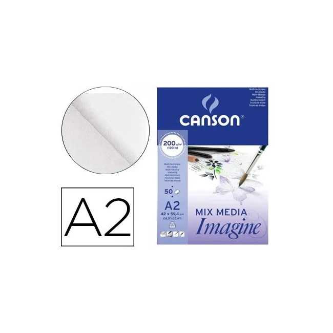 BLOC DIBUJO MULTITECNICAS CANSON IMAGINE DIN A2 ENCOLADO LISO 42X59...