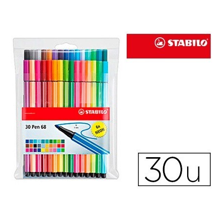 ROTULADOR STABILO ACUARELABLE PEN 68 ESTUCHE DE 24 COLORES ESTANDAR...