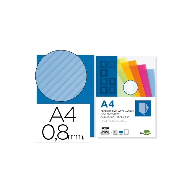 TAPA ENCUADERNACION LIDERPAPEL POLIPROPILENO ONDULADO A4 0.8 MM AZU...