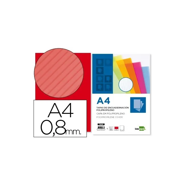 TAPA ENCUADERNACION LIDERPAPEL POLIPROPILENO ONDULADO A4 0.8 MM ROJ...