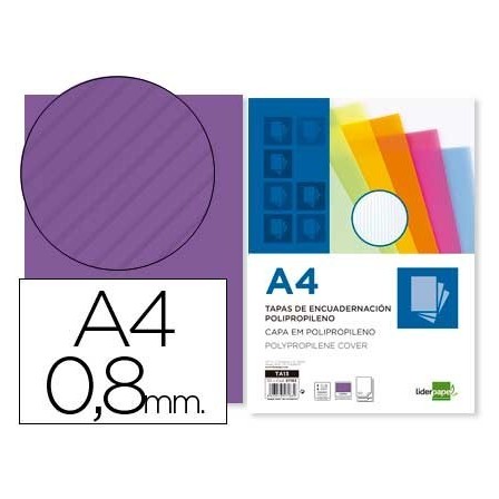 TAPA ENCUADERNACION LIDERPAPEL POLIPROPILENO ONDULADO A4 0.8 MM VIO...
