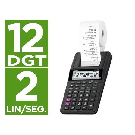 CALCULADORA CASIO IMPRESORA PANTALLA LC PAPEL 58MM HR-8RCE12 DIGITO...