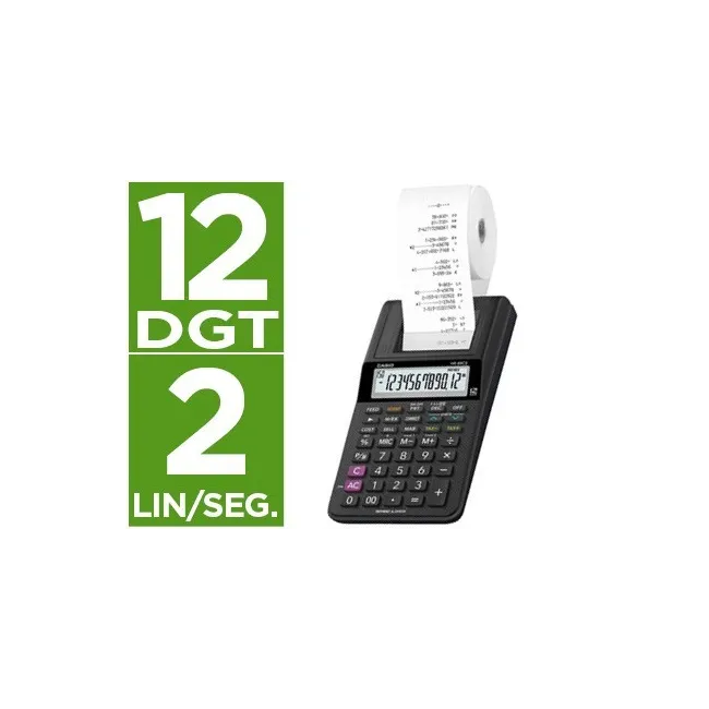 CALCULADORA CASIO IMPRESORA PANTALLA LC PAPEL 58MM HR-8RCE12 DIGITO...