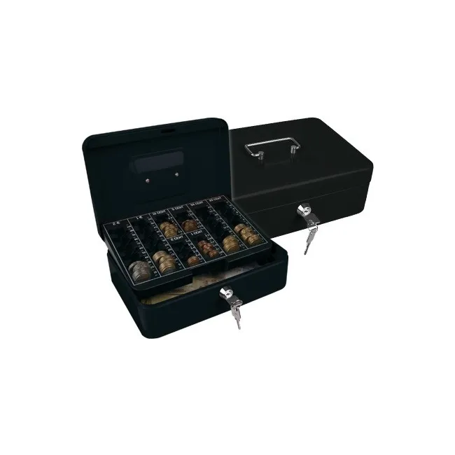 CAJA CAUDALES Q-CONNECT 10" 250X180X90 MM NEGRA CON PORTAMONEDAS