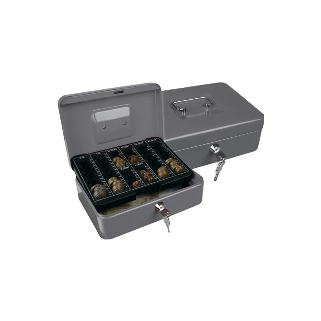 CAJA CAUDALES Q-CONNECT 10" 250X180X90 MM PLATA CON PORTAMONEDAS