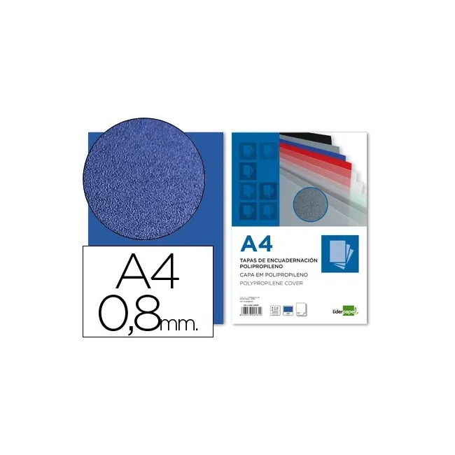 TAPA ENCUADERNACION LIDERPAPEL POLIPROPILENO A4 0.8MM AZUL PAQUETE ...