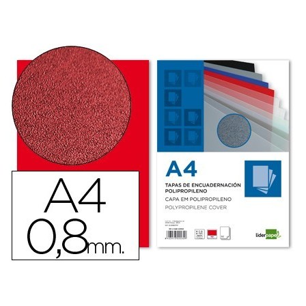 TAPA ENCUADERNACION LIDERPAPEL POLIPROPILENO A4 0.8MM ROJA PAQUETE ...