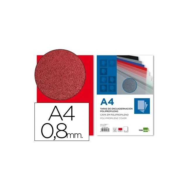 TAPA ENCUADERNACION LIDERPAPEL POLIPROPILENO A4 0.8MM ROJA PAQUETE ...
