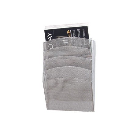 EXPOSITOR MURAL Q-CONNECT DE PARED 5 BANDEJAS DIN A4 PLATEADO 9,3X3...