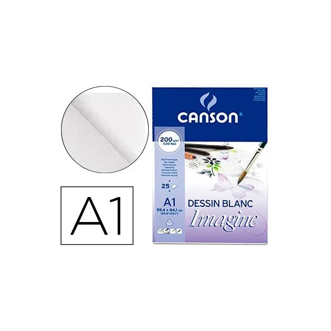 BLOC DIBUJO MULTITECNICAS CANSON IMAGINE DIN A1 ENCOLADO LISO 59,4X...