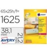 ETIQUETA ADHESIVAS AVERY DIN A4 IMPRIMIBLES TRANSPARENTE 38,1X21,2 ...