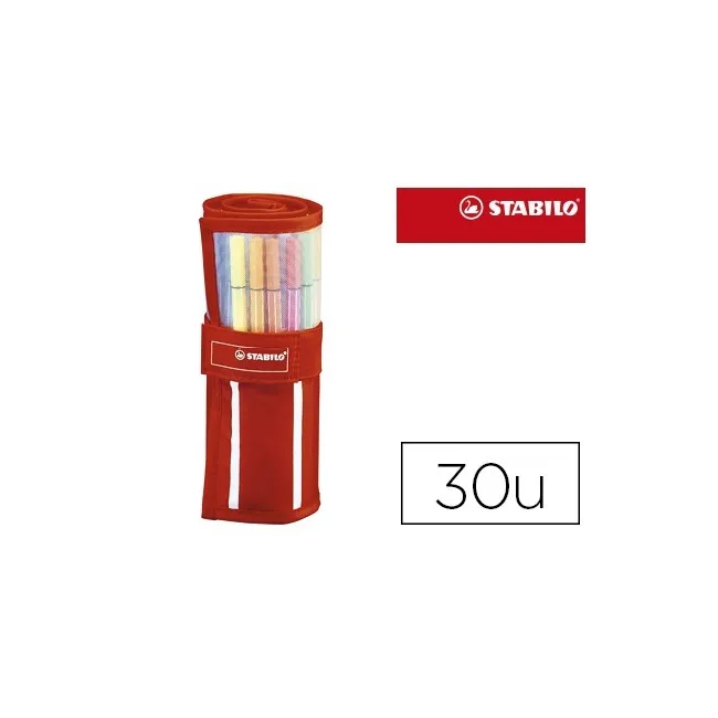 ROTULADOR STABILO PUNTA DE FIBRA PEN 68 ESTUCHE ROLLERSET DE 30 COL...