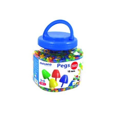 JUEGO MINILAND PEGS BOTE DE 2600 PIEZAS DE 10 MM