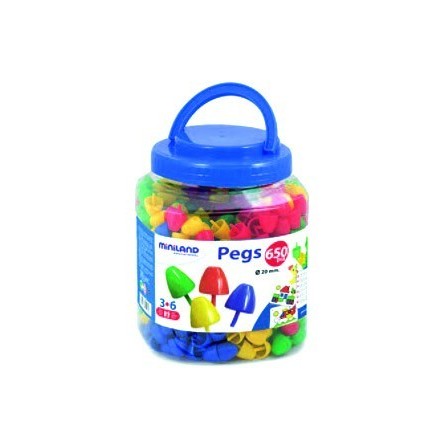 JUEGO MINILAND PEGS BOTE DE 650 PIEZAS DE 20 MM