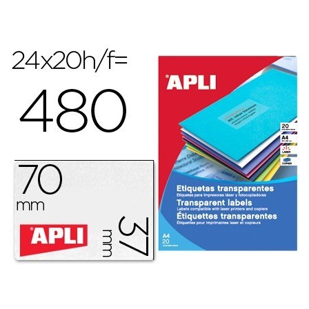 ETIQUETA ADHESIVA APLI 1224 TRANSPARENTES TAMAÑO 70X37 MM PARA FOTO...