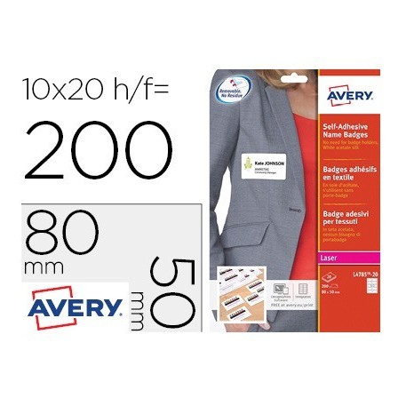 ETIQUETA ADHESIVA AVERY IDENTIFICATIVA ACETATO DE SEDA TAMAÑO 80X50...