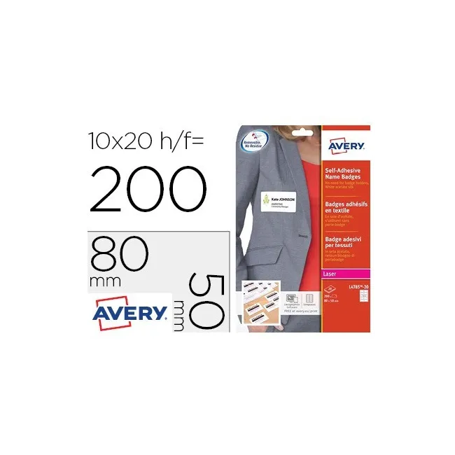 ETIQUETA ADHESIVA AVERY IDENTIFICATIVA ACETATO DE SEDA TAMAÑO 80X50...