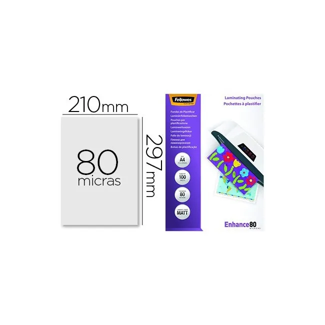 BOLSA DE PLASTIFICAR FELLOWES MATE DIN A4 80 MICRAS PACK 100 UNIDADES