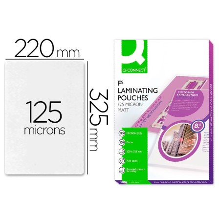 BOLSA DE PLASTIFICAR Q-CONNECT 325 X 220 MM 125MC FOLIO CAJA DE 100...