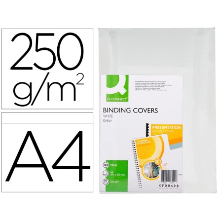 TAPA DE ENCUADERNACION Q-CONNECT CARTON DIN A4 BLANCO BRILLANTE 215...