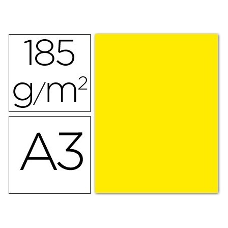 CARTULINA GUARRO DIN A3 AMARILLO FLUORESCENTE 185 GR PAQUETE 50 H