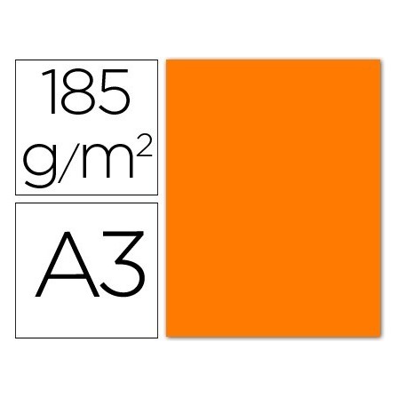 CARTULINA GUARRO DIN A3 NARANJA FLUORESCENTE 185 GR PAQUETE 50 H