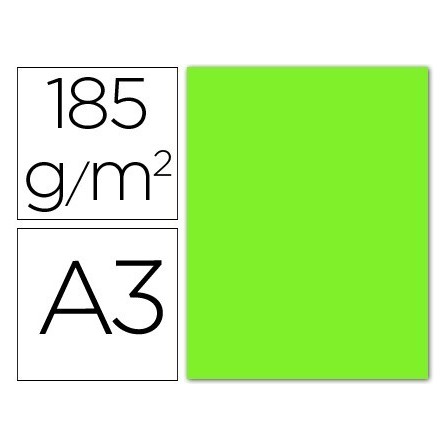 CARTULINA GUARRO DIN A3 VERDE FLUORESCENTE 185 GR PAQUETE 50 H