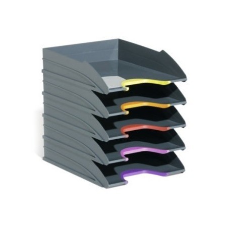 BANDEJA SOBREMESA DURABLE PLASTICO GRIS 255X55X330 MM PACK DE 5 UNI...