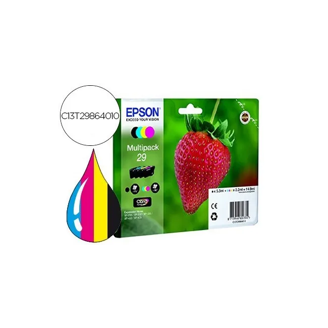 INK-JET EPSON HOME 29 T2986 XP435/330/235 MULTIPACK 4 COLORES NEGRO...