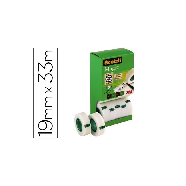 CINTA ADHESIVA SCOTCH MAGIC 19MM X 33 MT PACK DE 14 ROLLOS CON DISP...