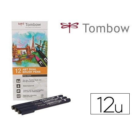 ROTULADOR TOMBOW ACUARELABLE DOBLE PUNTA PINCEL COLORES PRIMARIOS E...