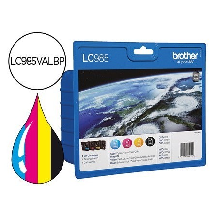 INK-JET BROTHER LC-985VAL 4 COLORES VALUE PACK NEGRO/CIAN/MAGENTA/A...