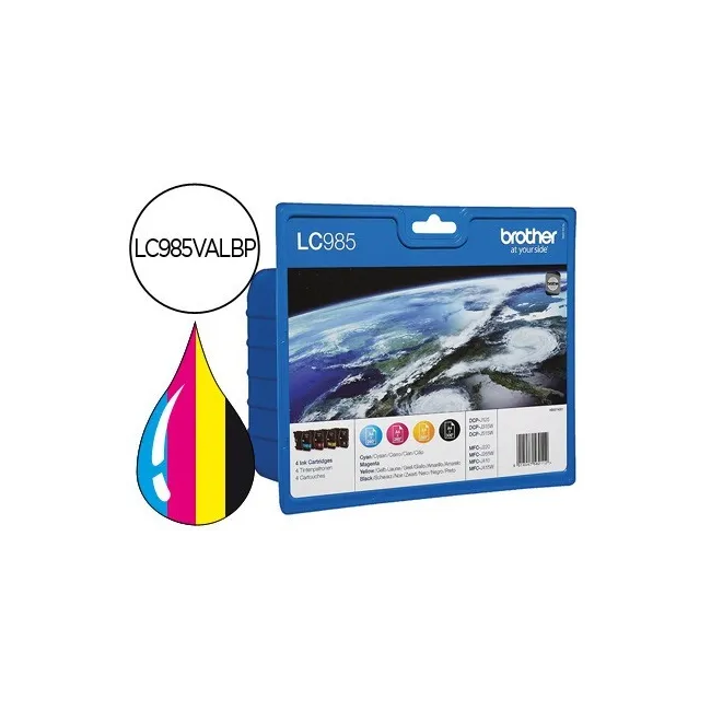 INK-JET BROTHER LC-985VAL 4 COLORES VALUE PACK NEGRO/CIAN/MAGENTA/A...