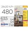 ETIQUETA ADHESIVA AVERY POLIESTER BLANCO 63,5X33,9 MM PARA IMPRESOR...